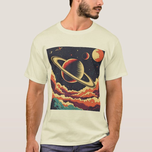 Saturn über den fiery Horizon T-Shirt (Vorderseite)