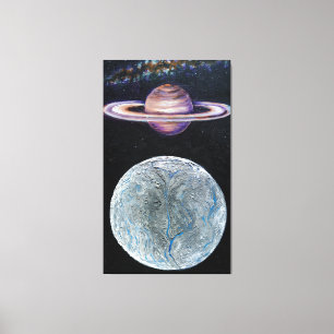 Saturn und Enceladus Leinwanddruck