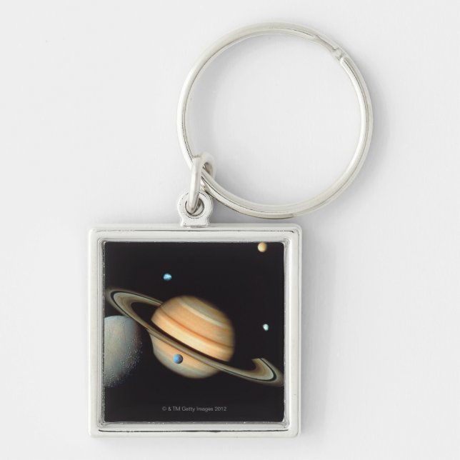 Saturn und Satelliten Schlüsselanhänger (Vorne)