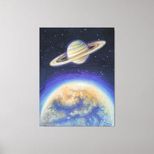 Saturn und Titan Leinwanddruck