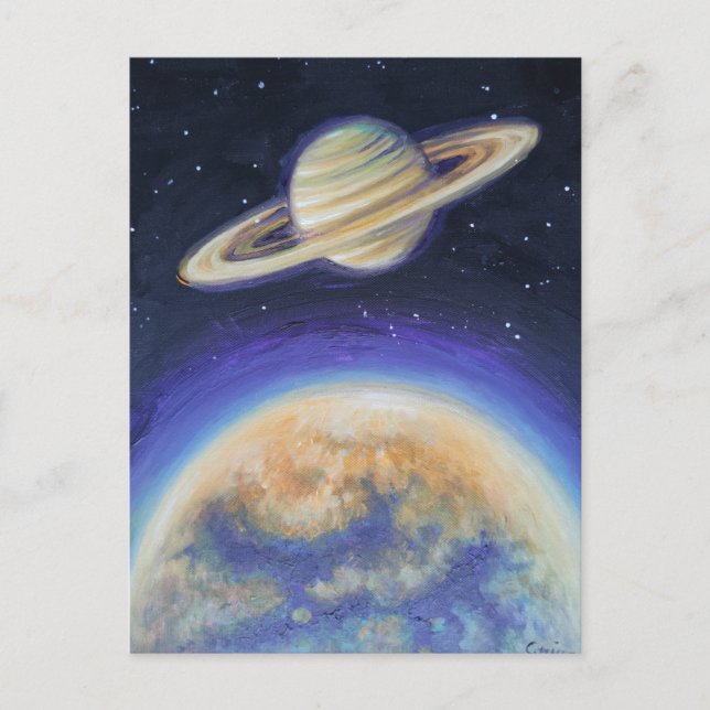Saturn und Titan Postkarte (Vorderseite)