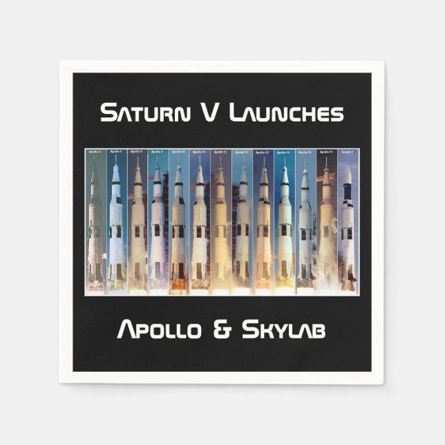 Saturn V Moon Rocket startet Serviette (Vorderseite)