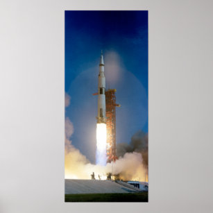 Saturn V Start Moon Mission Poster