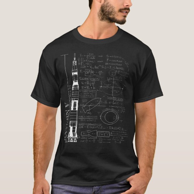 Saturn VSaturn Rocket Science Gleichungen T-Shirt (Vorderseite)