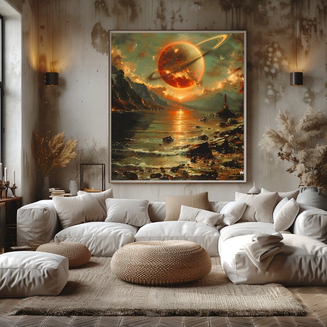 Saturno en un atardecer surrealista poster (Von Creator hochgeladen)