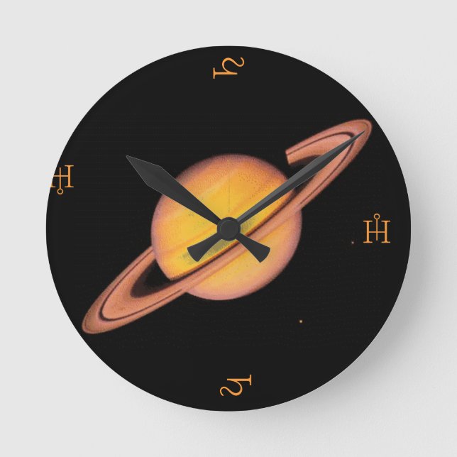 "Saturns Deep Space" Runde Wanduhr (Vorderseite)