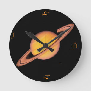 "Saturns Deep Space" Runde Wanduhr