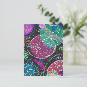 Saturns Ringe: Maximalistische abstrakte Kunst Postkarte
