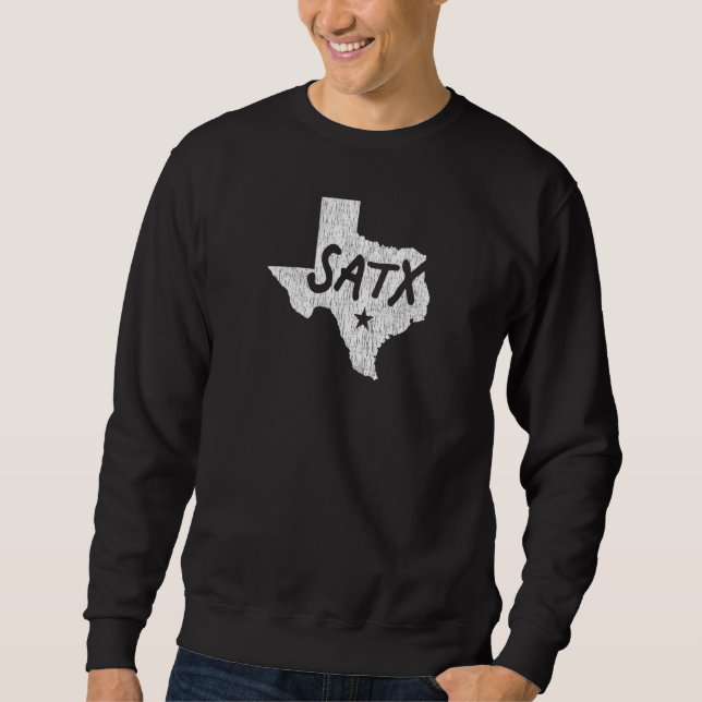 Satx San Antonio Tx Script W Details in Tx Silhoue Sweatshirt (Vorderseite)