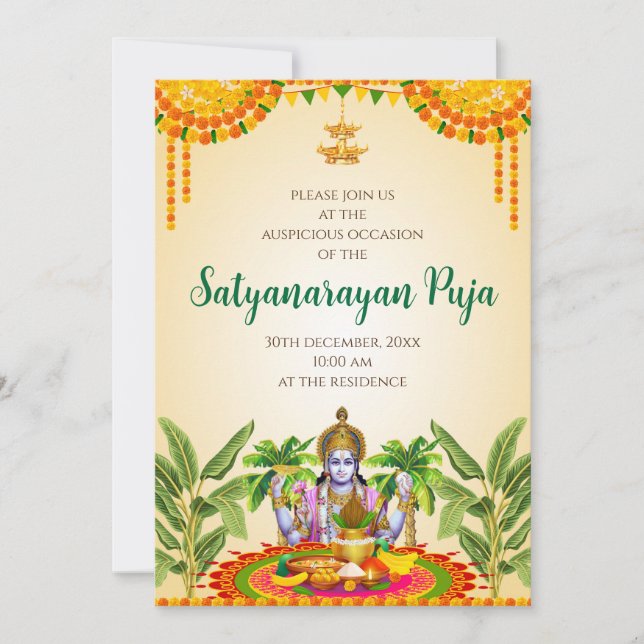 Satya Narayan katha Einladung Satyanarayan poja (Vorderseite)