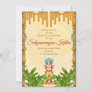 Satyanarayan-Einladung Indische Puja-Einladung Einladung