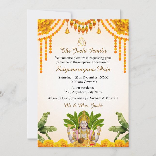Satyanarayan Katha Einladungskarte Einladung (Vorderseite)