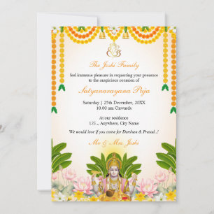Satyanarayan Katha Invitation Card, Indian Puja Einladung