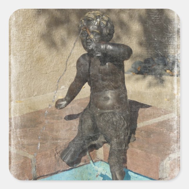 Satyr Fountain Quadratischer Aufkleber (Vorderseite)