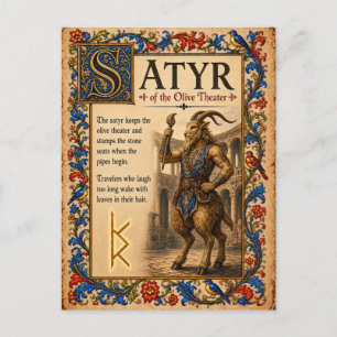 Satyr, mittelalterliche Bestiarien-Kunst Postkarte