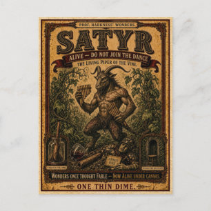 Satyr, Vintage Zirkusmonster Postkarte