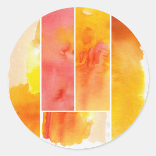 Satz abstrakter Aquarell-Handmalerei Runder Aufkleber