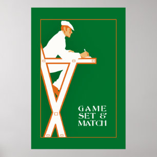 Satz und Spiel gewonnen, Retro-Tennisschiedsrichte Poster