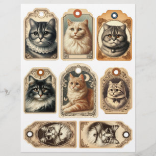 Satz Vintage-Katzen-Papierelemente