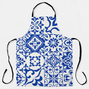 Satz von 16 Fliesen Azulejos in Blau, Weiß. Origin Schürze