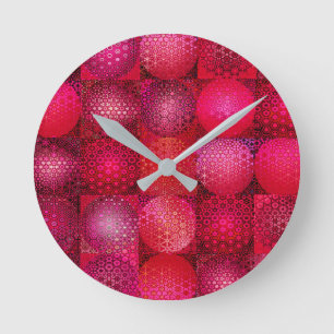Satz von kreisförmigem Mosaik in Rot Runde Wanduhr