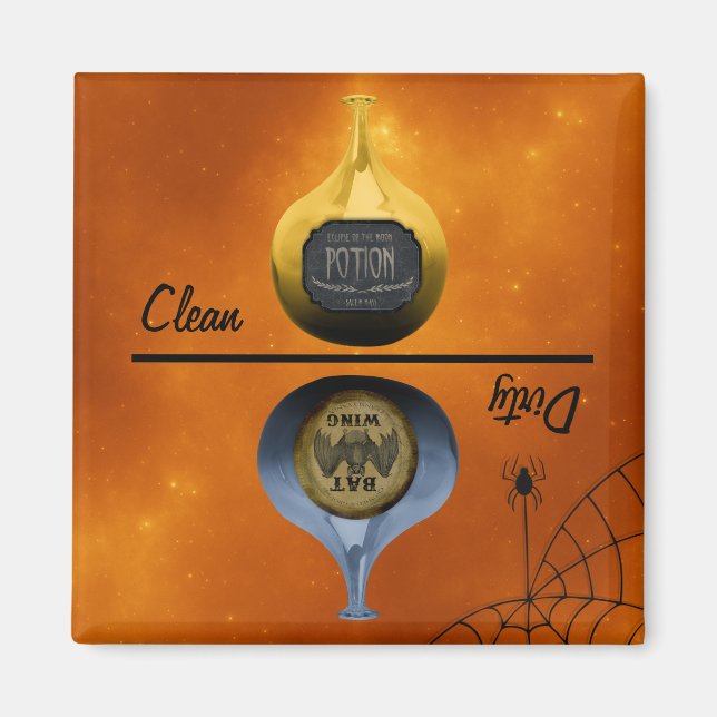 Sauber / dreckig, Giftflasche, Halloween Magnet (Vorne)