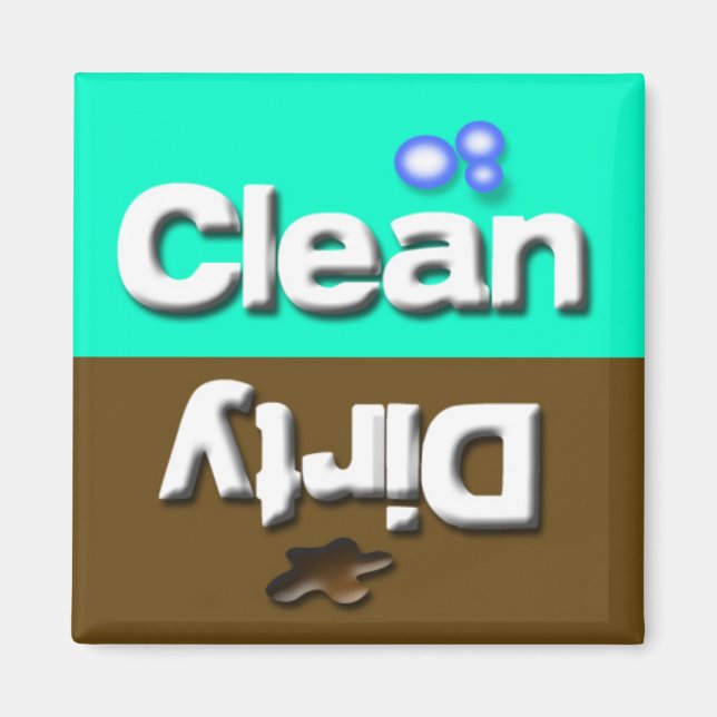 Sauber/Geschirrspüler Küche Geschirr Magnet (Vorne)