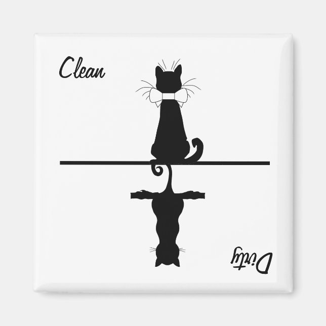 Sauber / schmutzige Katze Magnet (Vorne)