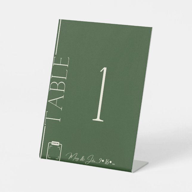 Saubere ästhetische Dunkelgrüne Hochzeitsstiftung  Sockelschild (Vorderseite)