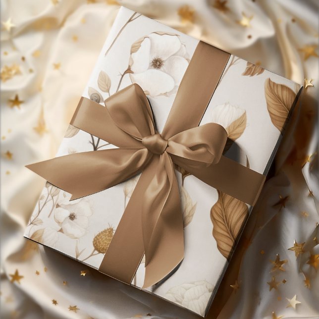 Saubere Baumwolle-Blume neutrale Erdfarben Geschenkpapier Set (Von Creator hochgeladen)