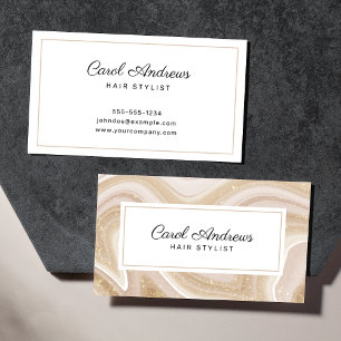 Saubere Beige-Achat-Marmor- und Gold-Friseur Visitenkarte
