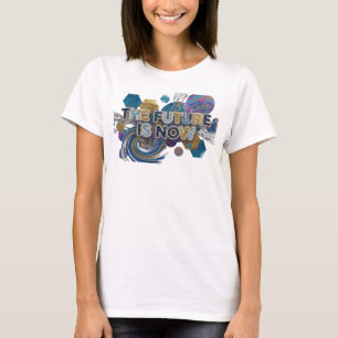 Saubere Blaue DIE ZUKUNFT IST JETZT Tragbare Kunst T-Shirt