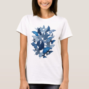 Saubere blaue SCHMETTERLINGE Slogan T-Shirt