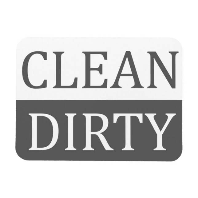 Saubere dreckige graue Geschirrspülmaschine Magnet (Horizontal)