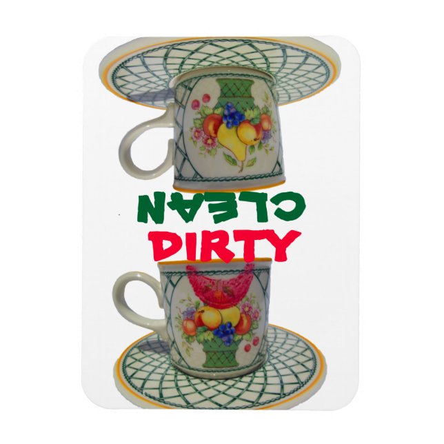 Saubere, dreckige Niedliche Geschirr Magnet (Vertikal)