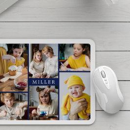 Saubere Elegant Navy Blue Familie 6 FotoCollage Mousepad