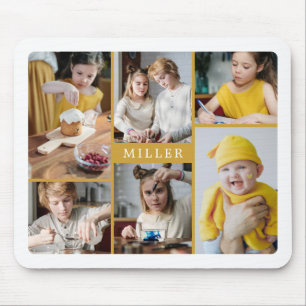 Saubere, elegante Gelbe Familie 6 FotoCollage Mousepad