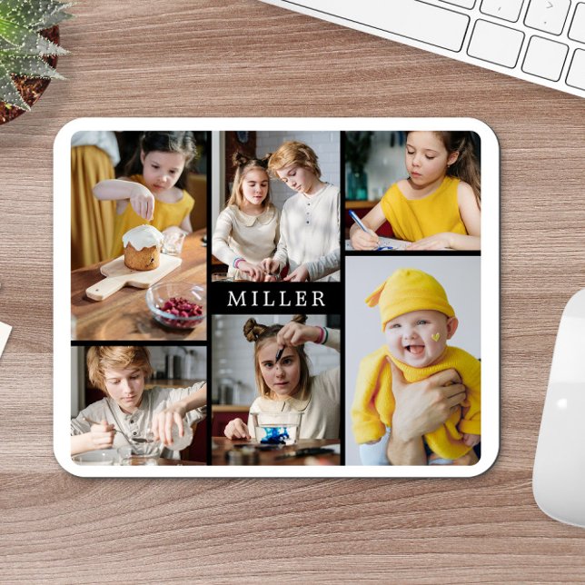 Saubere Elegante Schwarz-weiße Familie 6 Fotosamml Mousepad (Von Creator hochgeladen)