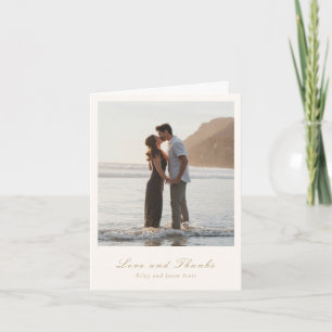 Saubere Elfenbein und Gold Elegante Hochzeit Dankeskarte