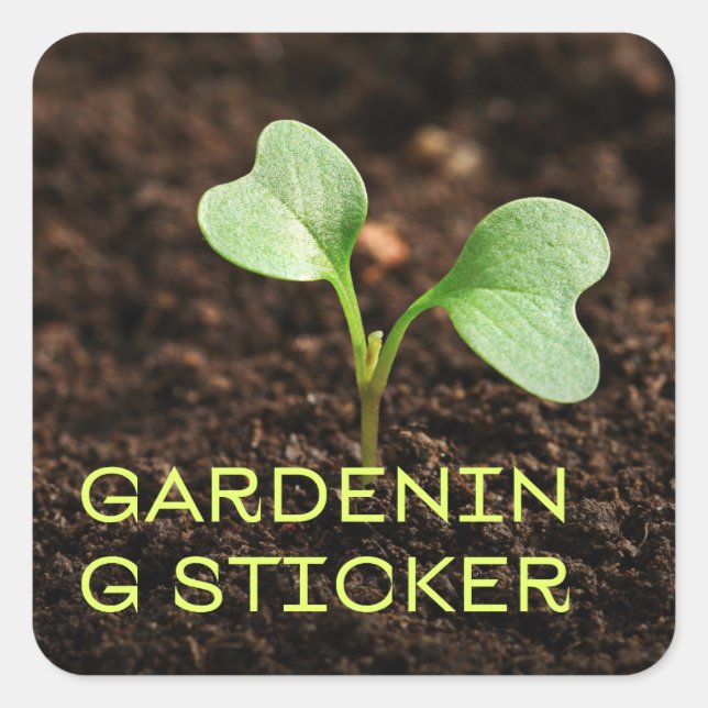 Saubere Gartenschablone | Gartenzeit Quadratischer Aufkleber (Vorderseite)