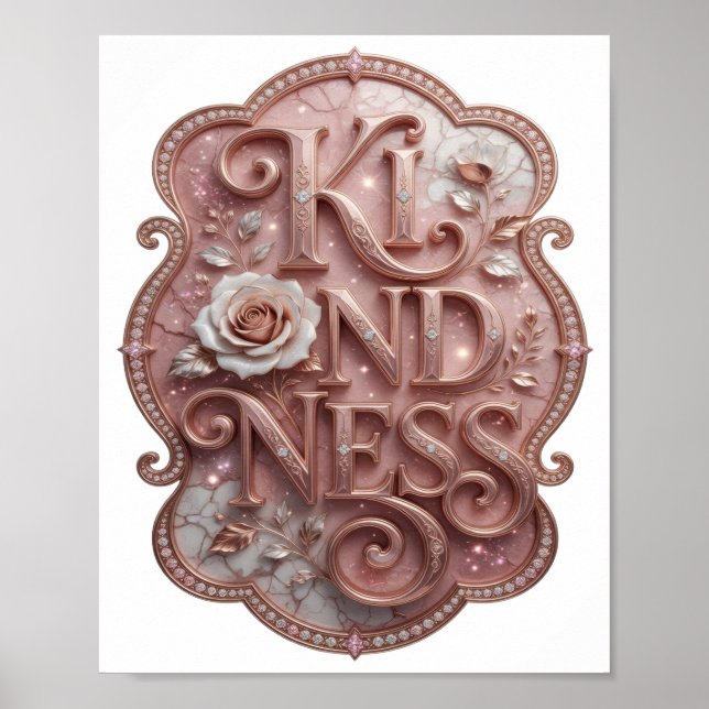 Saubere Gold-KINDNESS-Statement-Design Poster (Vorne)