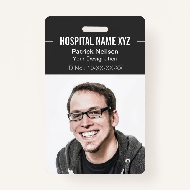 Saubere graue Berufliche Mitarbeiter-Foto-ID Ausweis (Vorderseite)