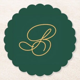Saubere grüne und goldene Monogramm-Initiale Untersetzer