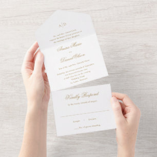 Saubere klassische Goldhochzeit All In One Einladung
