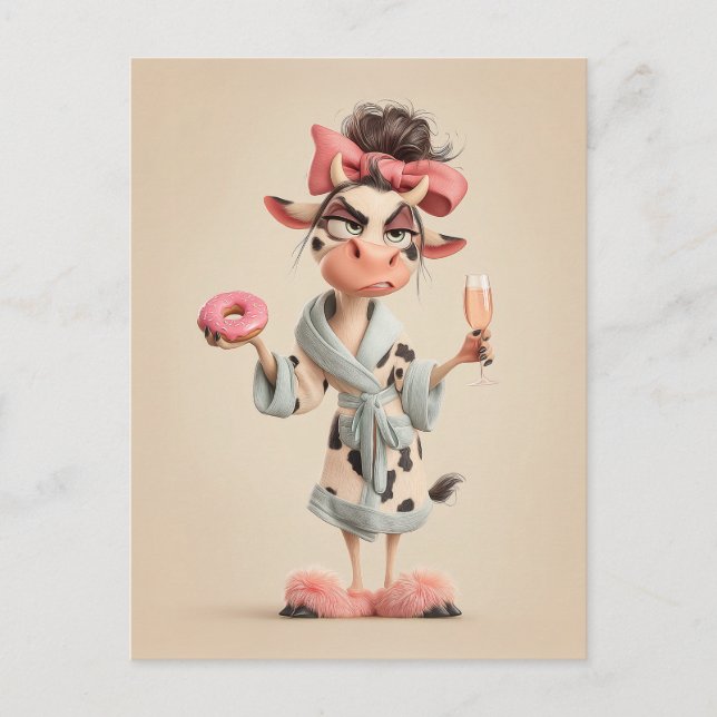 Saubere Kuh im Wellness-Center-Modus Postkarte (Vorderseite)