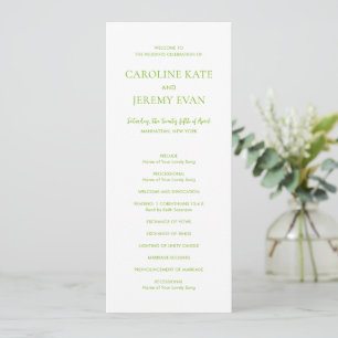 Saubere Lebendige Grüne Elegante Hochzeit Programm