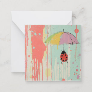Saubere Linien und Kritter: Ladybug Raindrop Mitteilungskarte