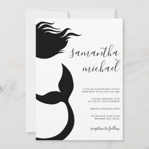Saubere Meerjungfrau-Silhouette Hochzeit Einladung