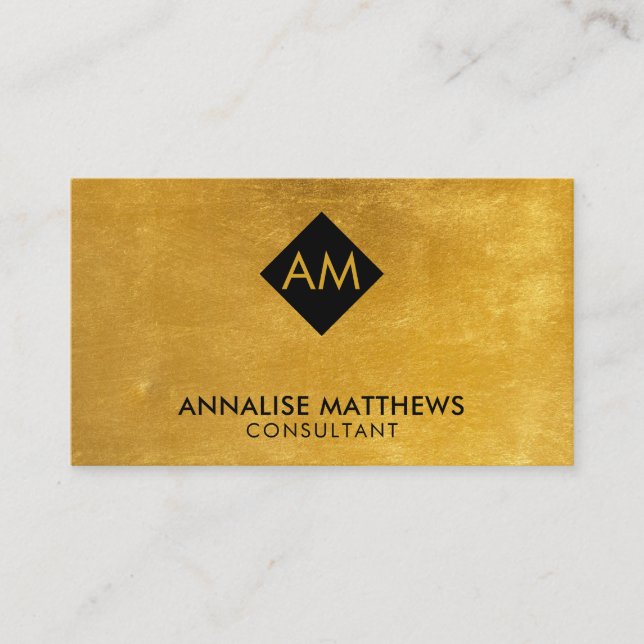 Saubere minimale Gold Monogram Business Card Visitenkarte (Vorderseite)