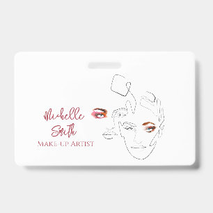 Saubere Minimale Linienkunst Wasserfarbe Make-up-A Ausweis